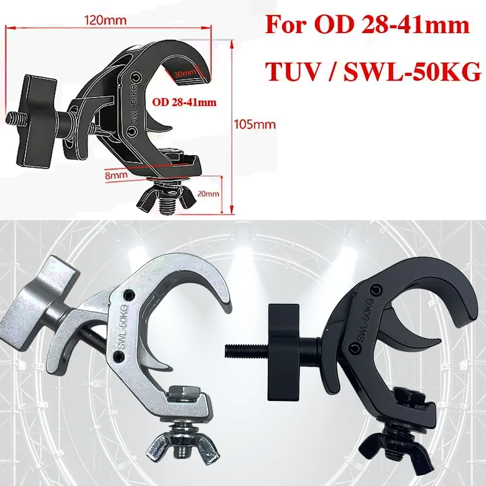 T-nut Quick Release Clamp 30mm 40mm Truss Mounted Aluminum G-Clamp For 28-41mm Tube Pipe Fast Lock TUV SWL 50KG Stage Light Rigs