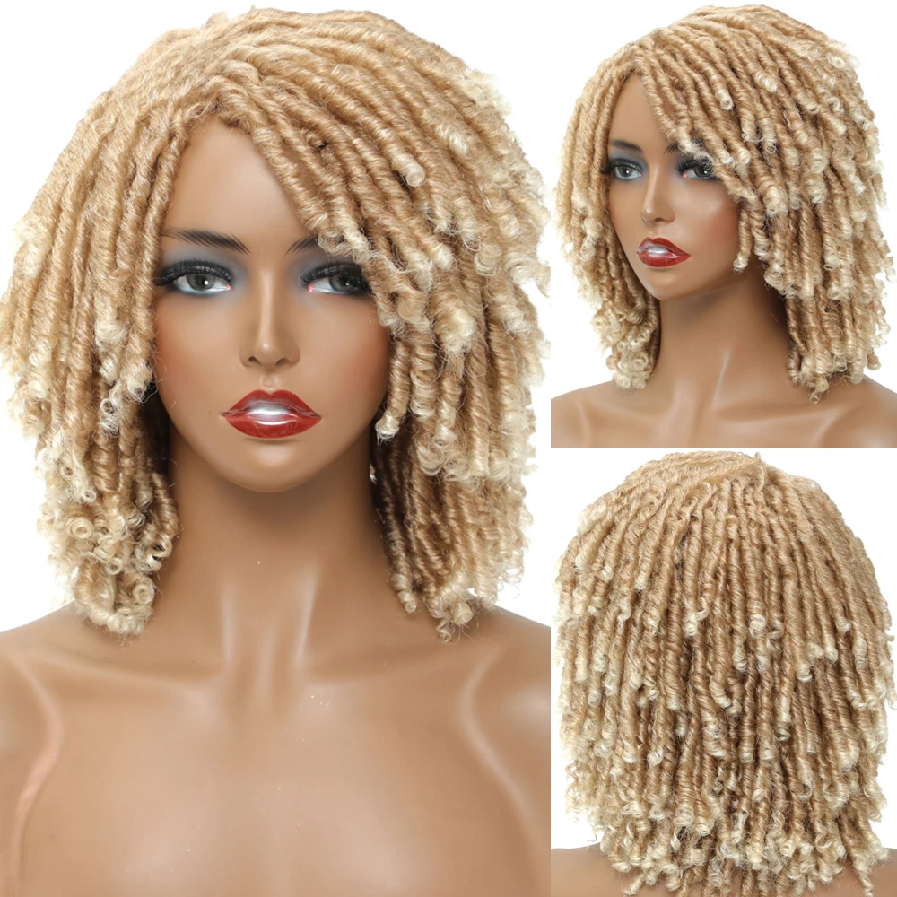 

6inch Short Dreadlock Wig Twist Wigs for Black Women and Men 27 613 Blond Faux Loc Synthetic Hair Braiding Wig African Hair Wigs