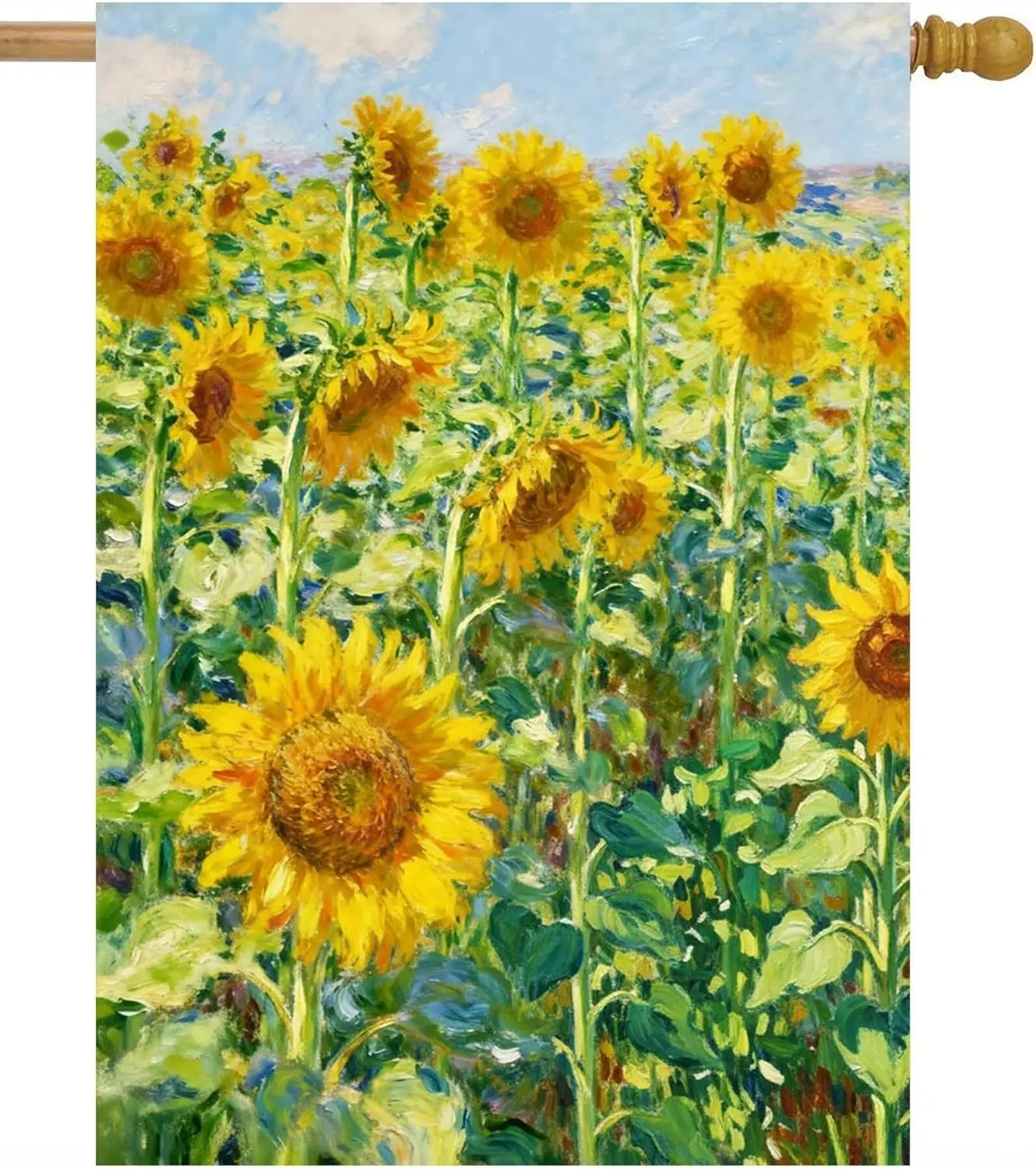 Oil Painting Sunflowers Field Spring Summer Flower Meadow House Flag 28