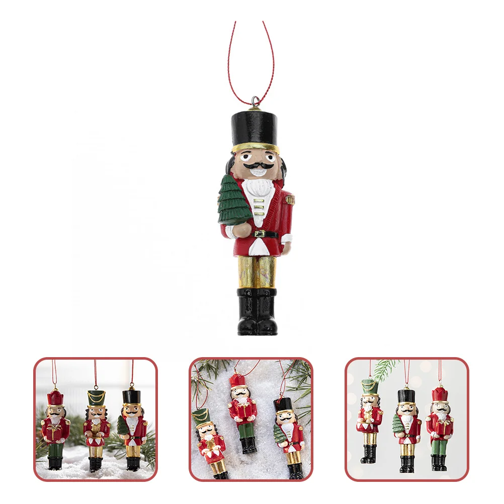 

Christmas Resin Nutcracker Hanging Ornament Vintage Hand Painted Colorful Hanging Decor Christmas Tree Nutcracker Decoration