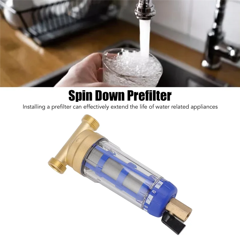 

BYBS-Water Prefilter Spin Down Sediment Whole House Spin Down Sediment Water Filter Refined Copper Head 40Um