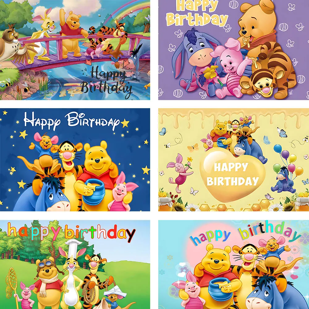 

Cartoon Disney Winnie Theme children Birthday Party Supplies Wall Cloth Background Baby Shower Banner Backdrop Decor Kids Gift