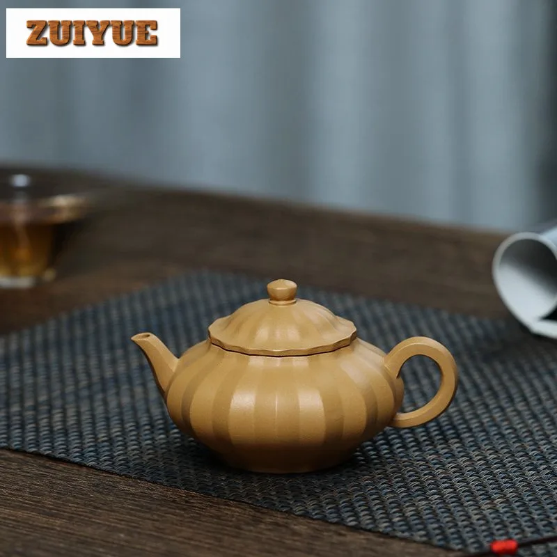 250ml Retro Yixing Purple Clay Teapots Handmade Flower Petal Pot Raw Ore Section Mud Kettle Chinese Zisha Tea Set Drinkware Gift