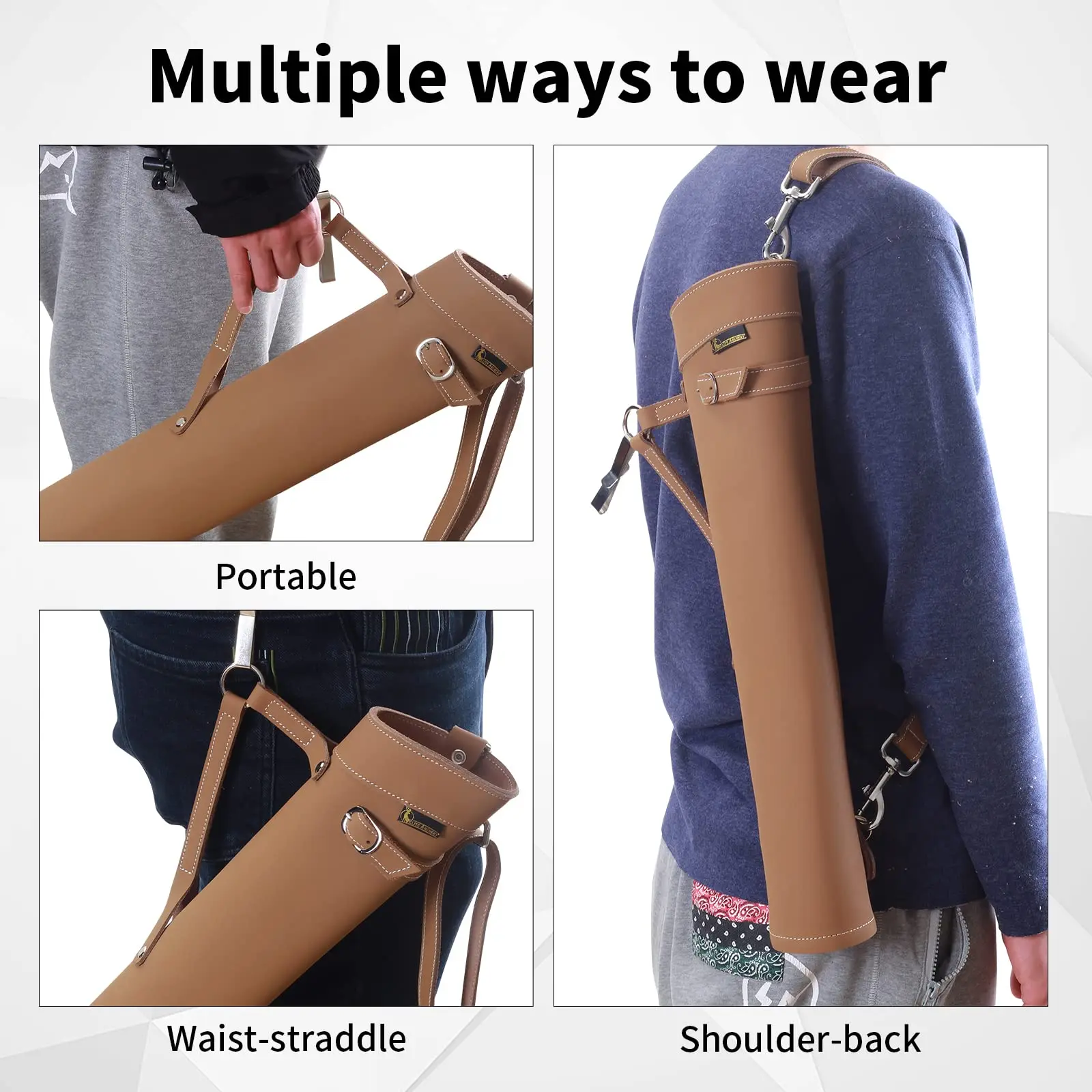 Archery Hip Quiver Back Quiver Leather Arrow Case Shoulder Belt Quiver for Recurve Bow Outdoor Hunting Target Practicing