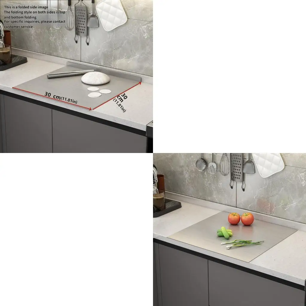 37ME Practical Steel Chopping Board 30cm Square With Handle Convenient For Different Cooking Needs