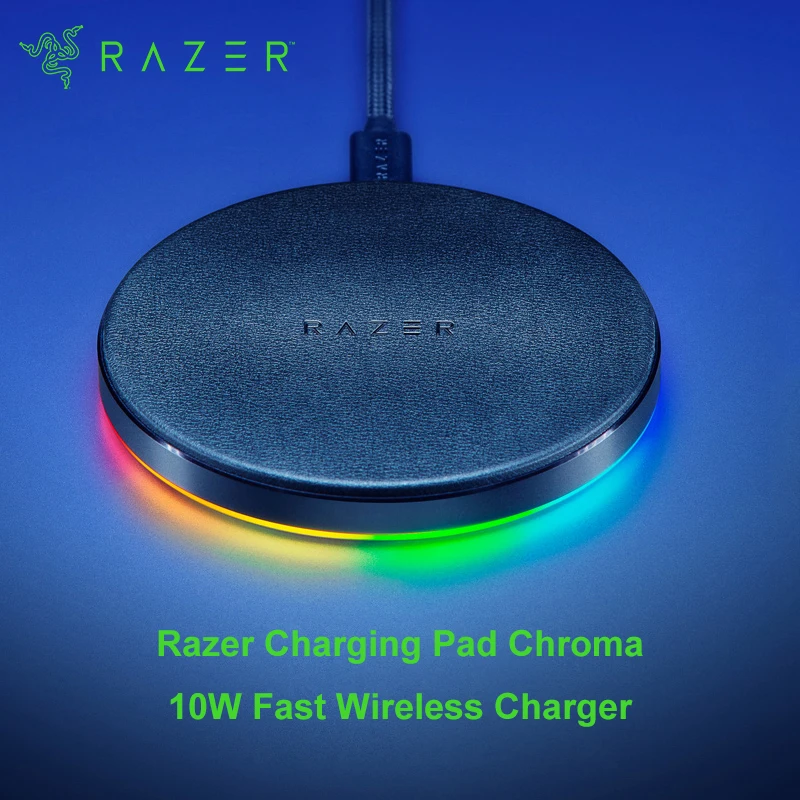 Original Razer Charging Pad Chroma 10W Fast Wireless Charger  USB-C Female Charging Port Soft-Touch Rubber Top