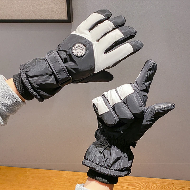 قفازات النساء الشتاء الصوف سميكة الدافئة أفخم القطن مقاوم للماء قفازات شاشة اللمس لركوب الخيل في الهواء الطلق قفازات تسلق الجبال #2