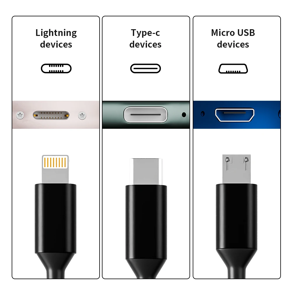 4 قطعة كابل شحن 3 في 1 كابل شحن متعدد مضفر من النايلون لأجهزة متعددة شحن سريع USB مع منفذ USB صغير من النوع C