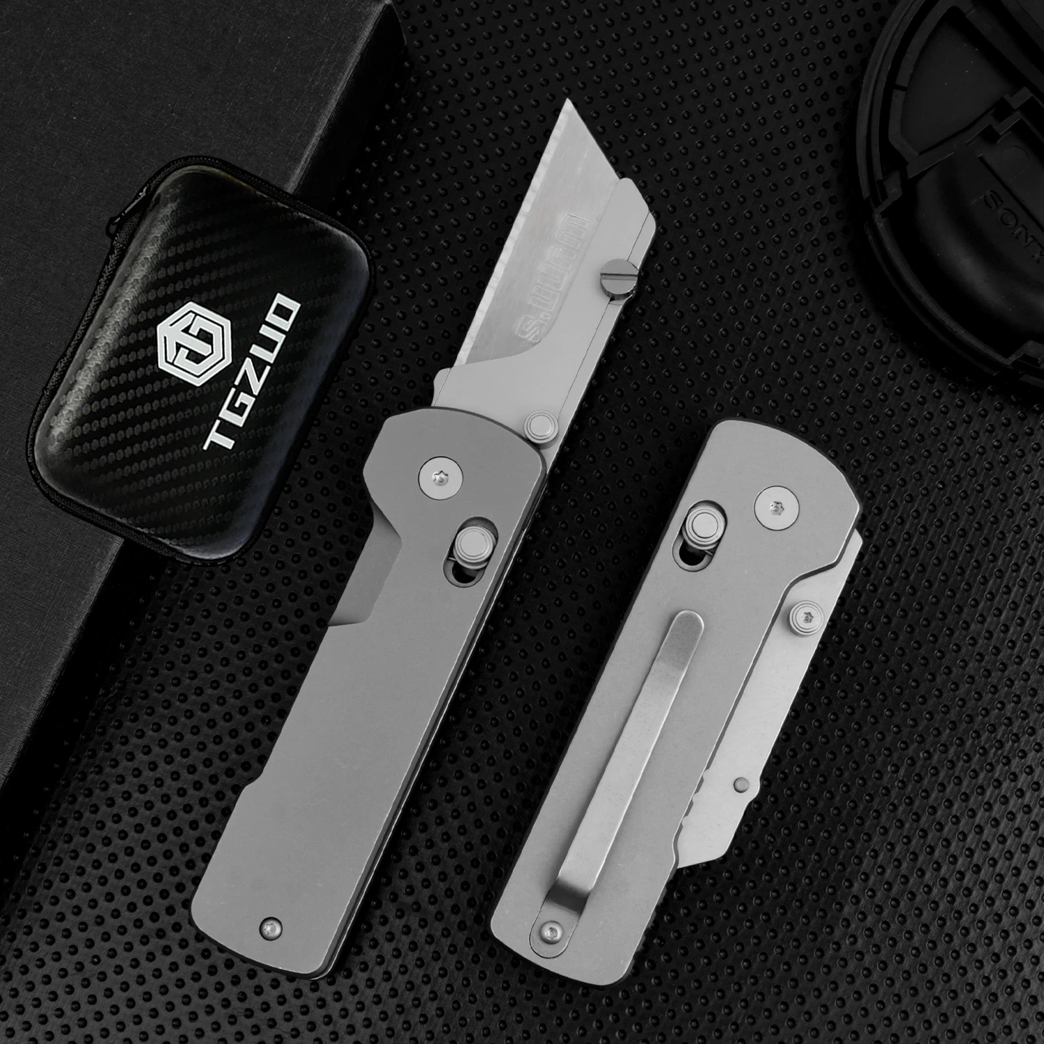 Utility Knife Titanium Alloy Folding Knife Pocket Knife EDC Wallpaper Cutter Paper Knife Replaceable SK5 Blades