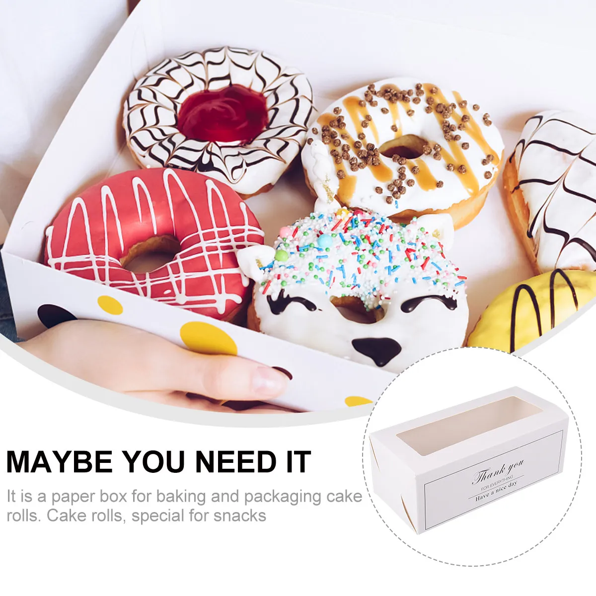 10Pcs Cake Roll Packaging Box Food Grade Dessert Container Window Design Waterproof Oil Proof Cake Storage Suitable Weddings