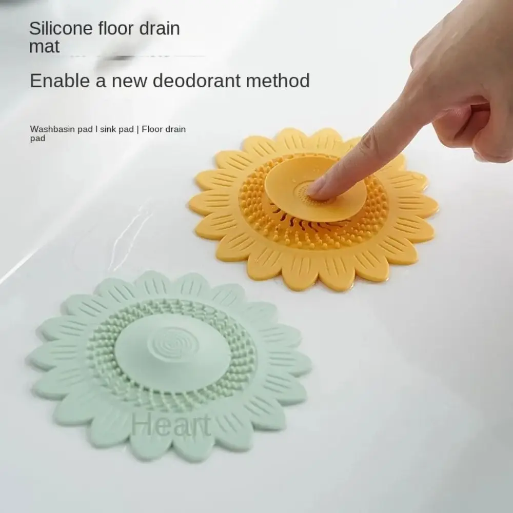 1 Pcs New Sunflower Anti Odor Silicone Floor Drain Mat Basin Mat Sink Mat Anti Clogging Hair Filter Mat