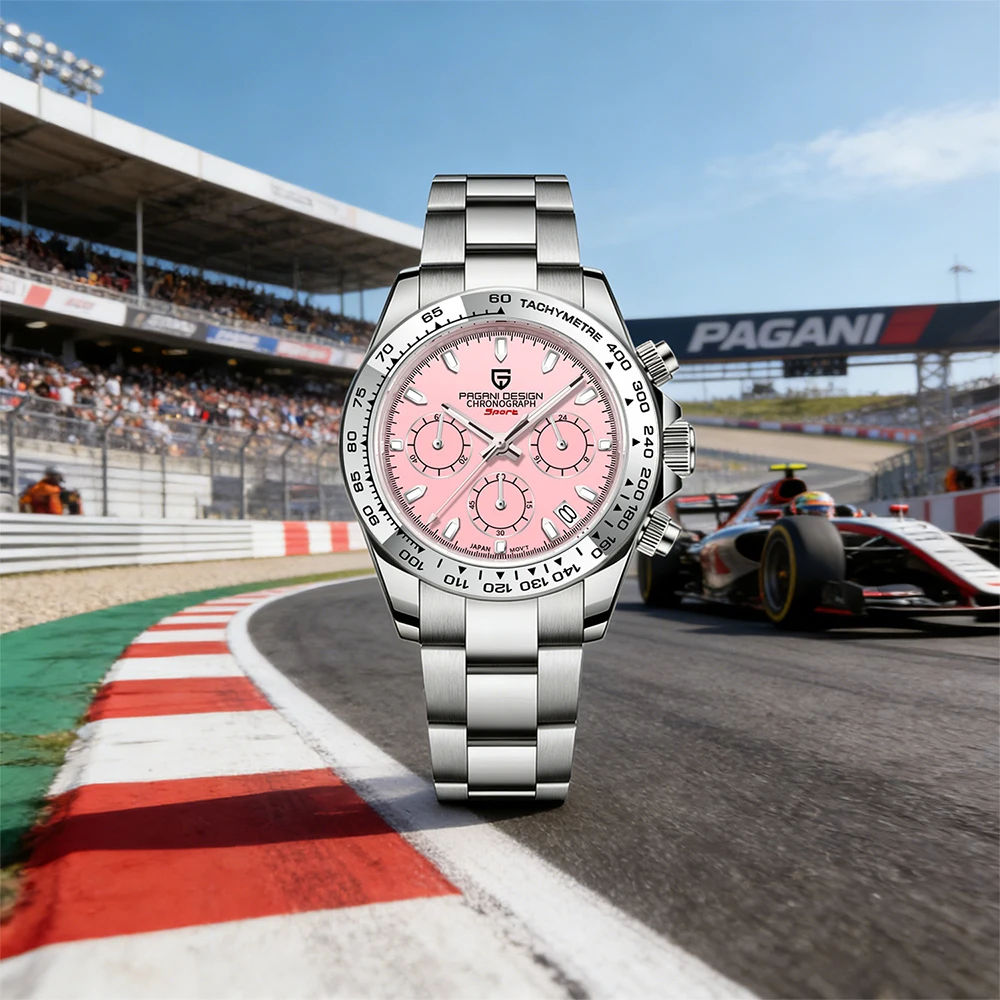 New Racing Series PAGANI DESIGN New Men Sports Multifunction Quartz Watch 100M Diving Sapphire Glass men stainless Watch for Men