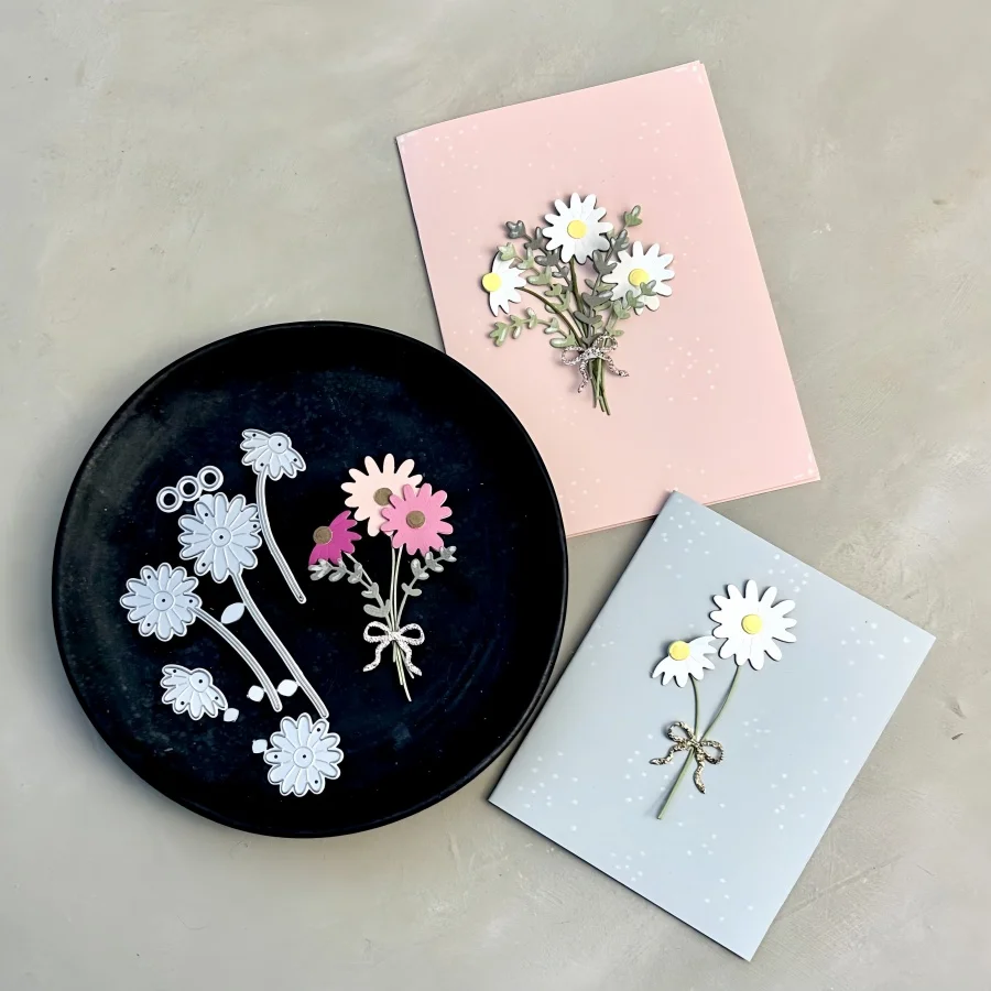 Neu eingetroffene Gänseblümchen-Metall-Stanzformen für DIY-Scrapbooking, Kartenherstellung, Schablonen, Prägung, Basteldekoration