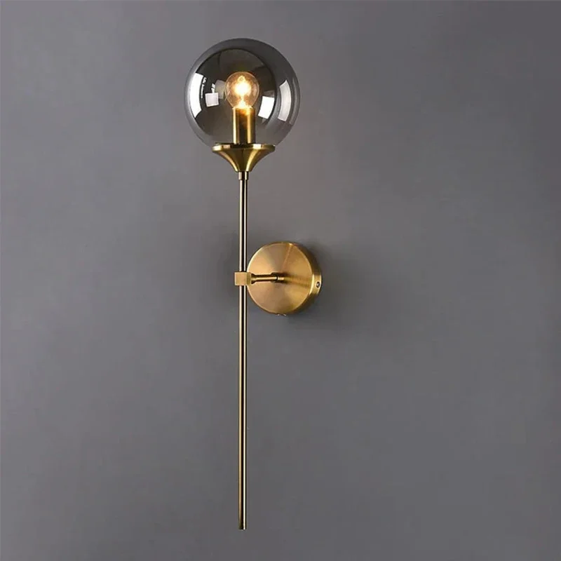 Imagem -02 - Nordic Vidro Bola Led Lâmpada de Parede Espelho de Luz Luminárias de Ouro Sala de Estar Quarto Cabeceira Home Decor Banheiro