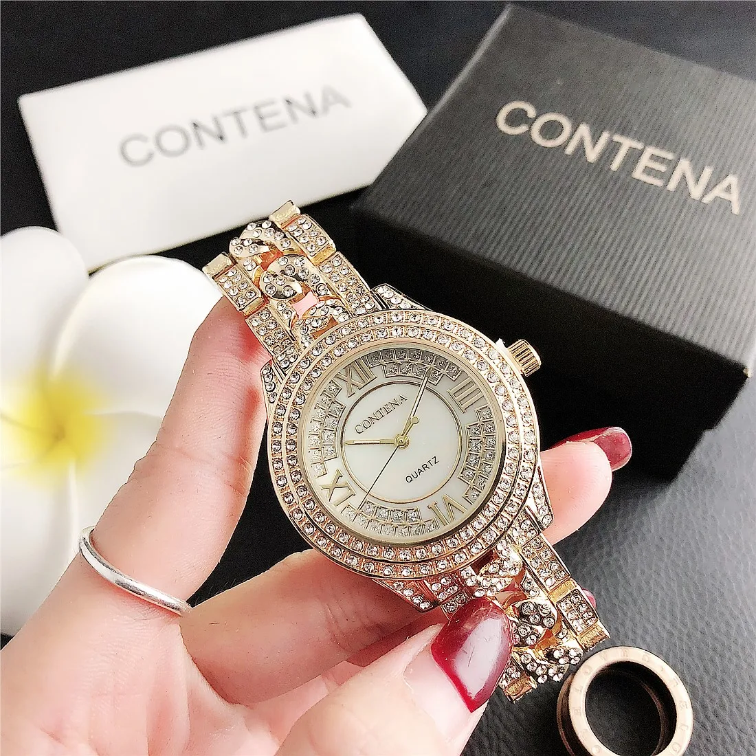 CONTENA  Simple High Quality Luxury Business Waterproof Alloy brand Stainless Steel Quartz Watch