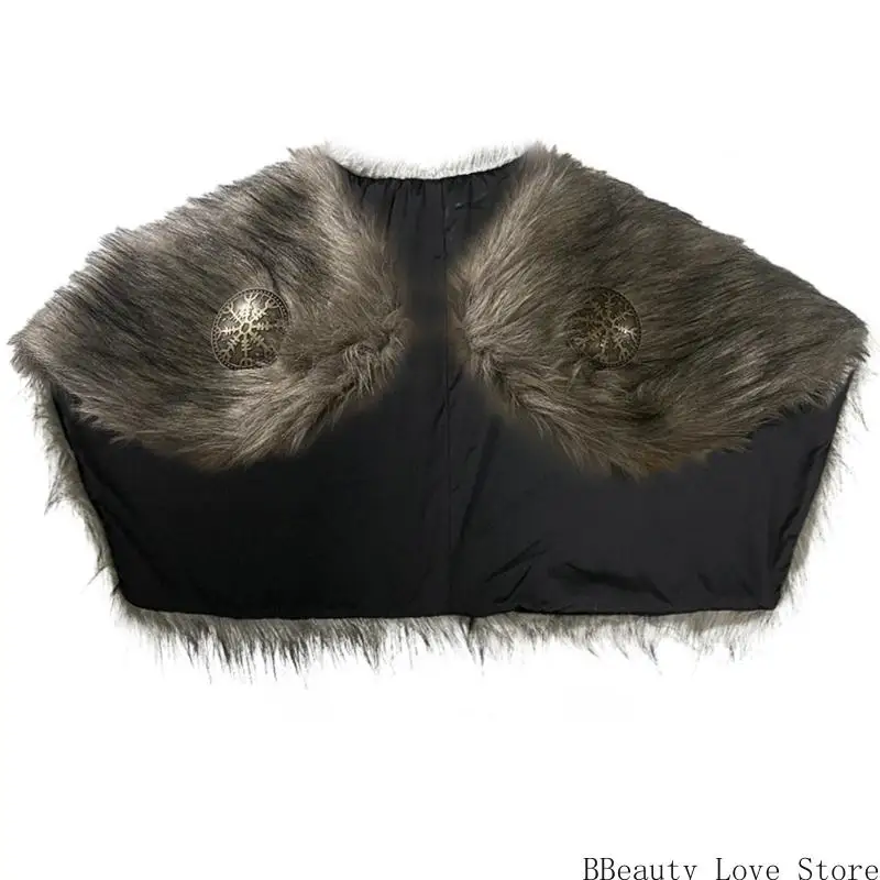 

Medieval Furry Shawl Medieval Furry Shoulder Wrap Collar Medieval Furry Mantle Costume for Halloween Cosplay LARP Event