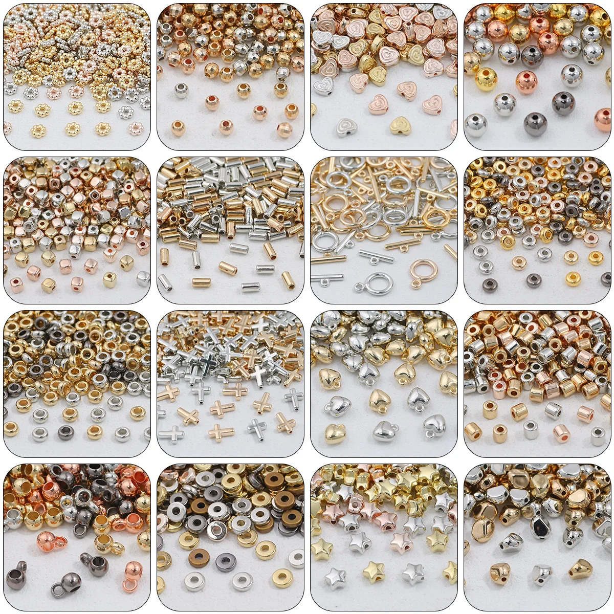 Multiple Styles Mixed Acrylic Bead CCB Cross Snowflake Spacers Loose Beads for Jewelry Making Bracelet DIY Keychains Accessories