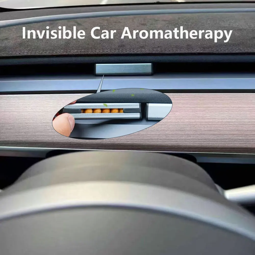 

For Tesla Model 3/Y Air Freshener-Car Air Outlet Deodorizing Aromatic Wood Bead Compact Aluminum Alloy Diffuser-Invisible Design