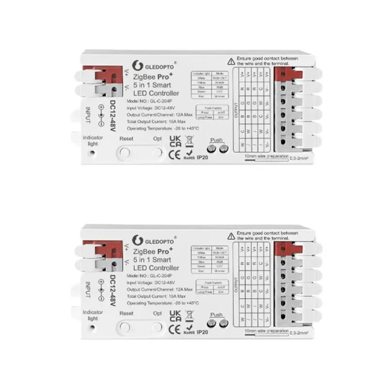 

GLEDOPTO Tuya Smart Life Compatible 5-In-1 Wifi LED Strip Controller 20A, Supports RGBCCT, RGBW, RGB, CCT, WWCW Voice Control