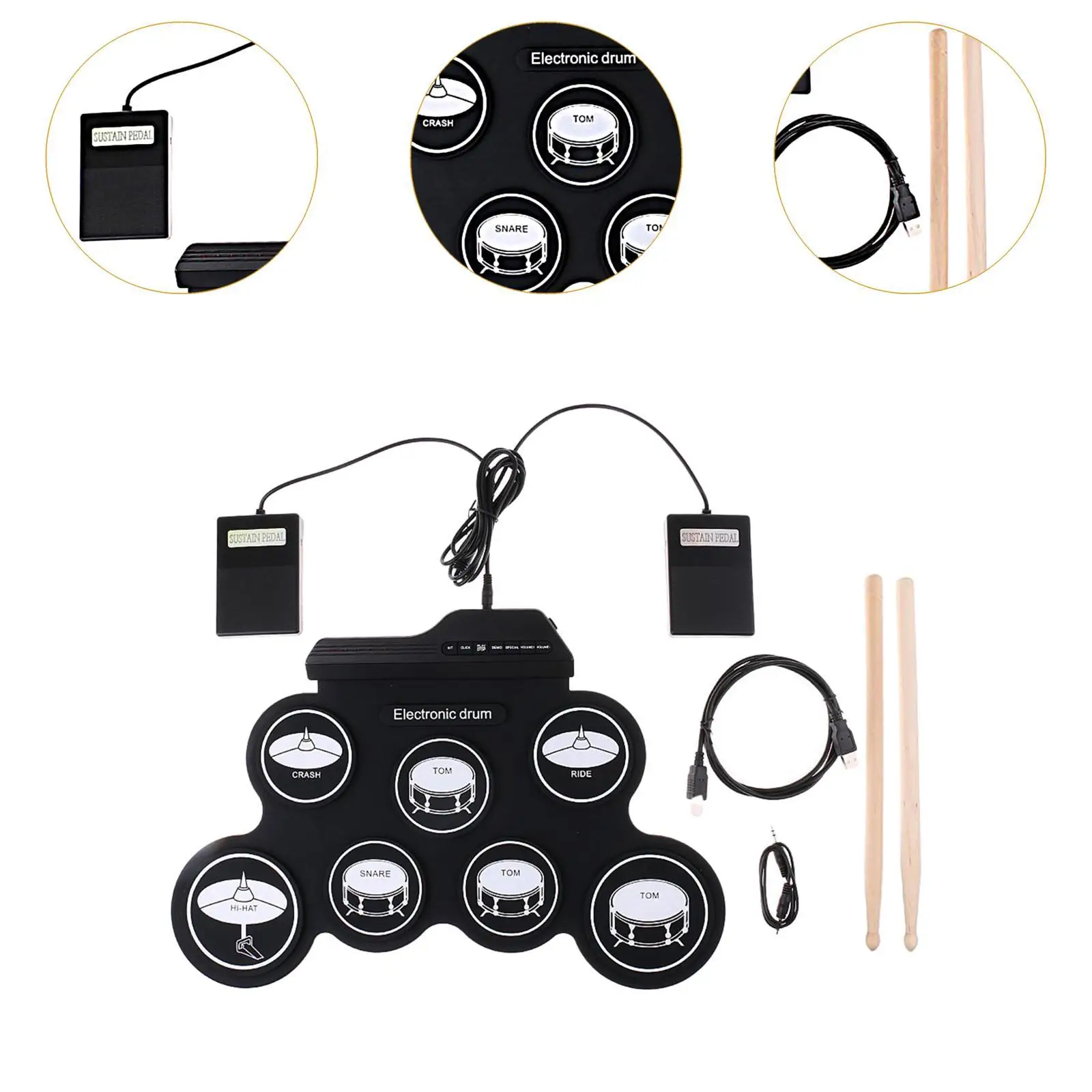 Roll up Drum Kits Portable Electronic Drum with Drumsticks Music Instrument Practical Electric Drum Set Silicone Drum Kits