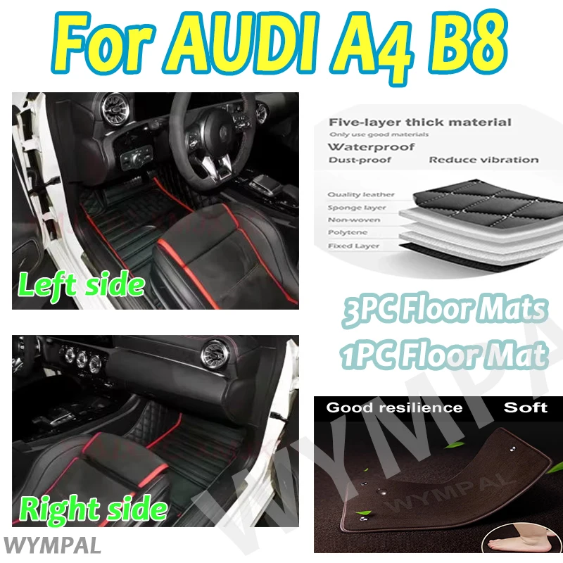 

Luxury Car floor mats for AUDI A4 B8 Allroad/Avant/Sedan 2010 2011 2012 2013 2014 2015 2016 Custom foot Pads automobile carpet