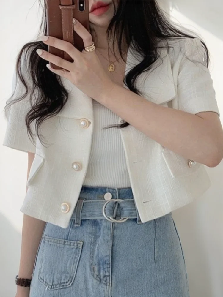 

Blazers Womans American Elegant Silk Lady Maxi Evening Italian Shell Button Cuff Link Solid Color Ivory White Breathable Elastic