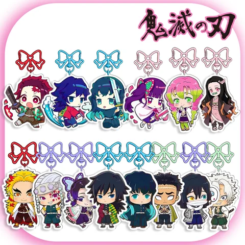 Demônio slayer arco q versão chaveiro anime kokushibou kibutsuji muzan akaza kaigaku acrílico chaveiro mochila pingente acessórios