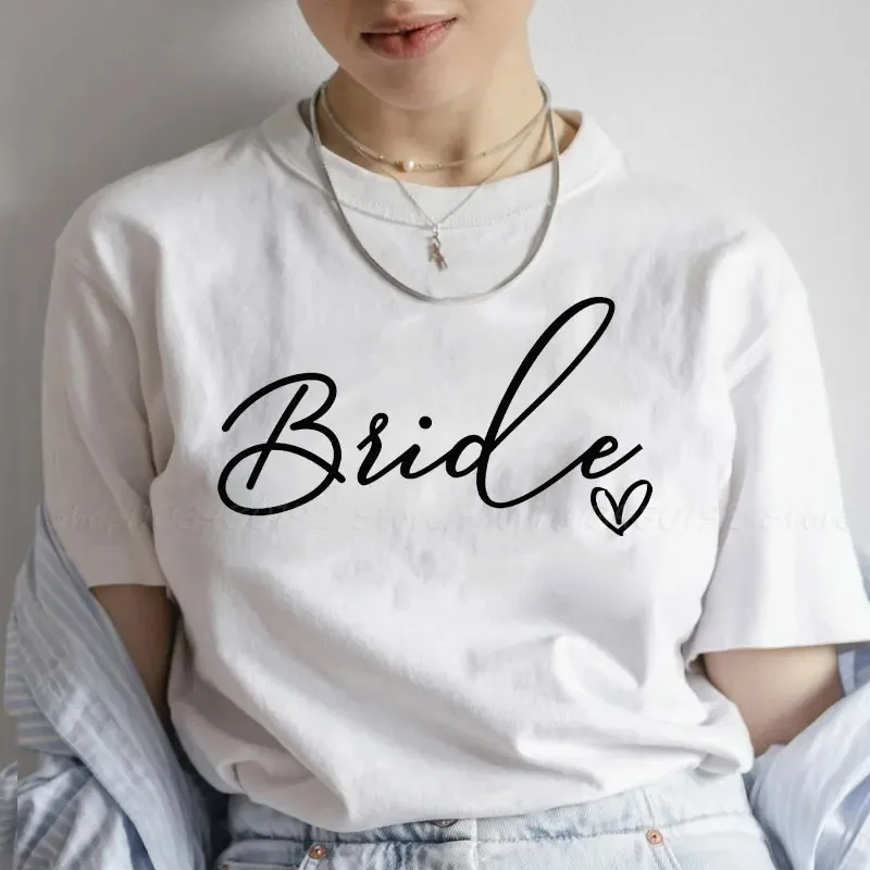 2024 Fashion Y2k Graphic Tops Bridal Wedding Bachelorette Hen Party T-Shirts Team Bride Tshirt Women Clothing Short Sleeve Tees