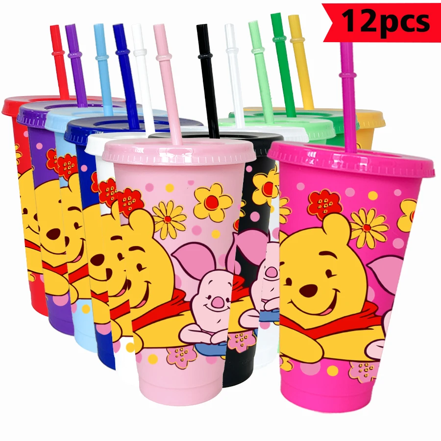 

12pcs/pack Disney,Winnie The Pooh,Piglet 26oz Colorful Plastic Tumbler Birthday Party Drinking Utensils Juice Coffee Cup