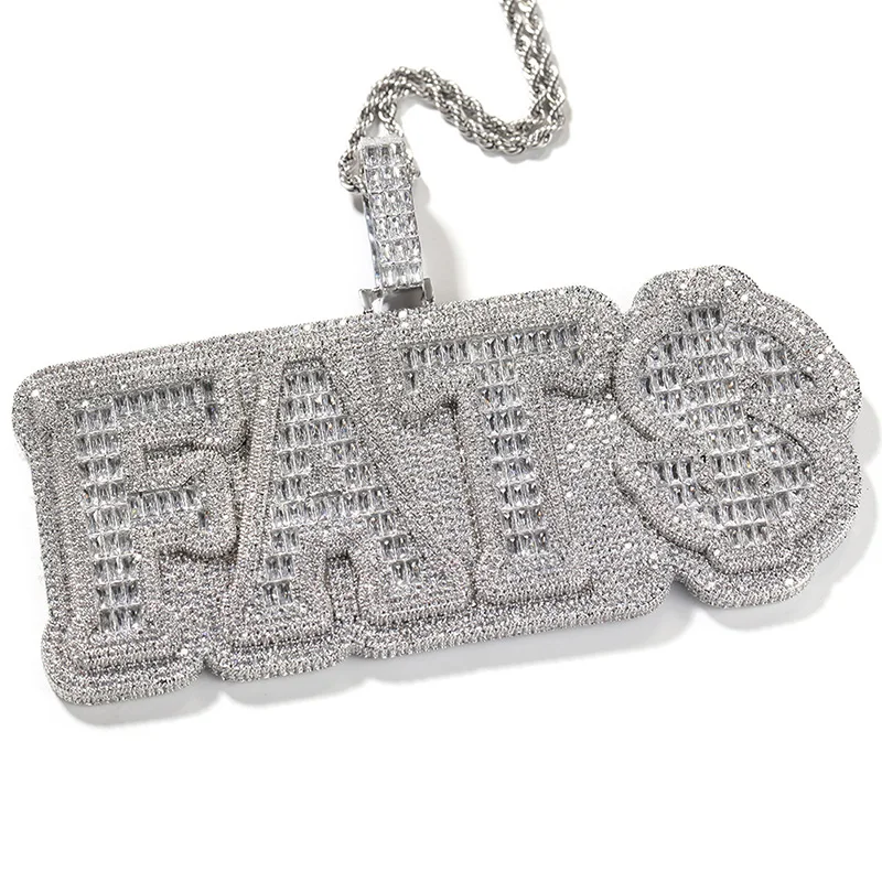 

Custom Letters Name Pendants Necklaces for Men Hip Hop CZ Stone Bling Iced Out Rapper Jewelry Rose Gold Silver Color