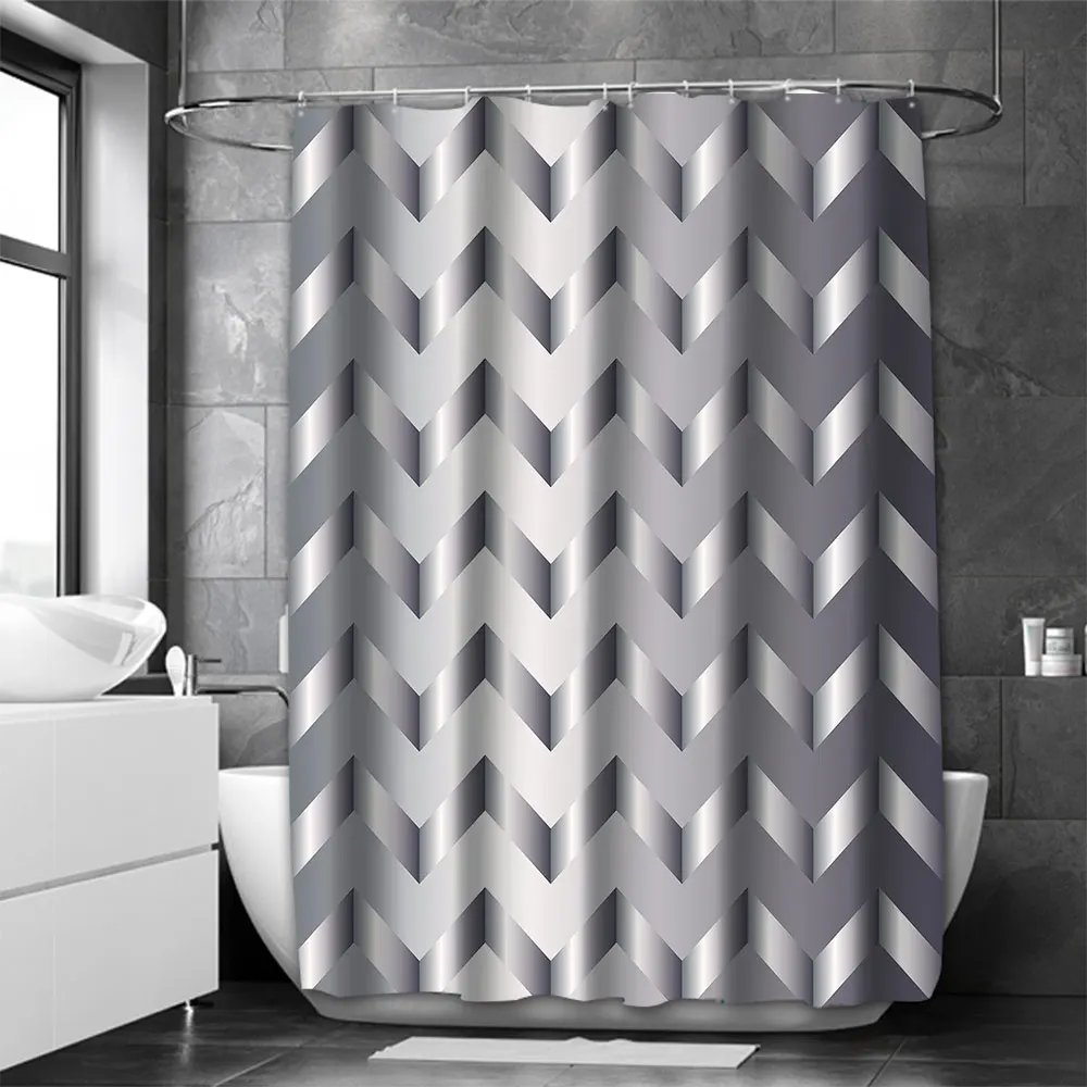 Abstract Geometric Bathing Curtain  Bathroom Nordic green leaf  Shower Curtain Waterproof With 12 Hooks Home Deco Free Ship