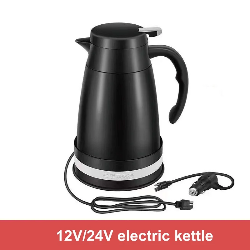 12V/24V Car Electric Kettle Truck Water Heater 1.2L Outdoor 304 Stainless Steel Kettle For Tea/Coffee With Cigarette Lighter