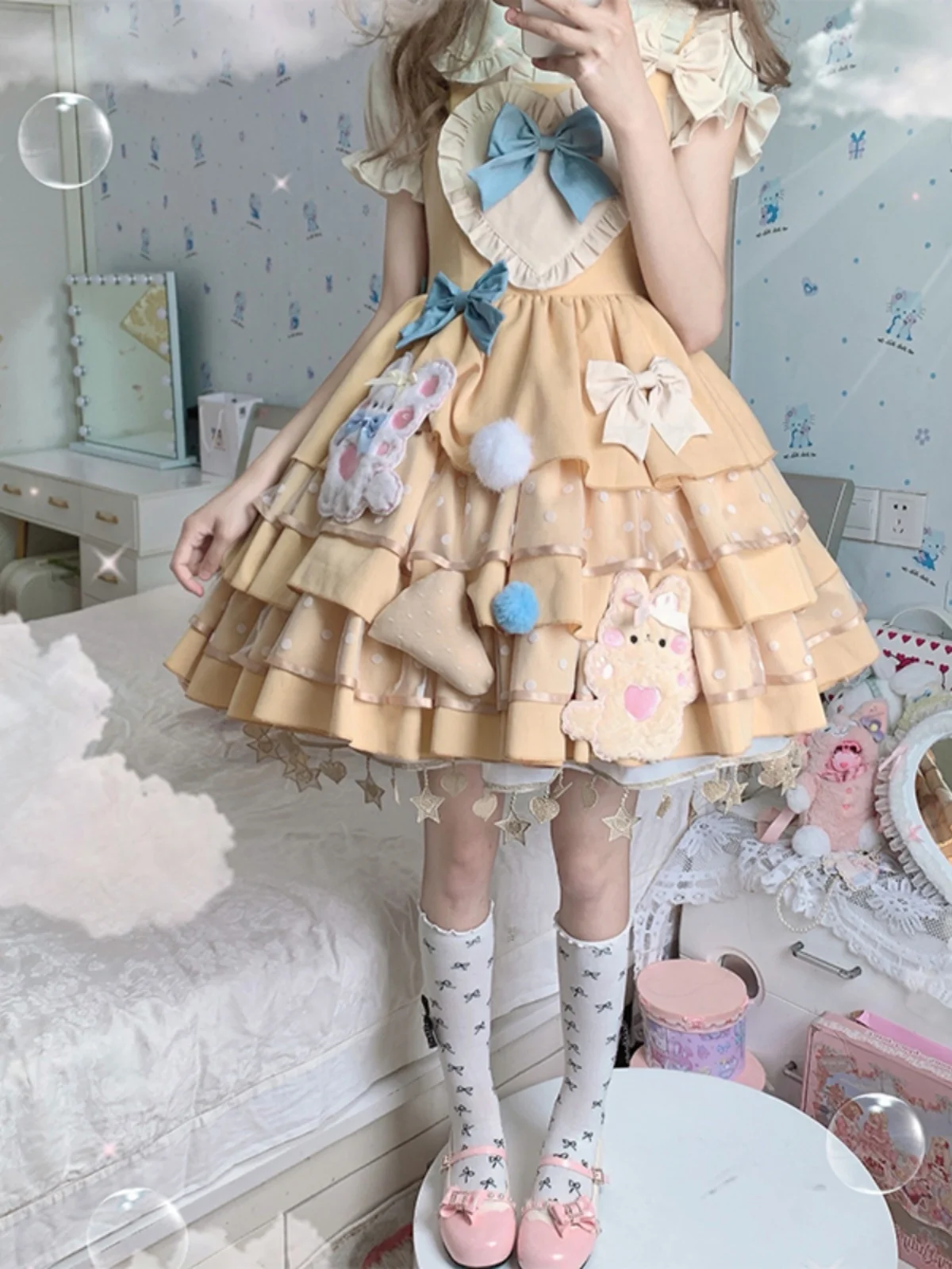 Leopard Cat Original Lolita Bear Cheese Jsk Dress Cos Sweet Girl Lolita Single Skirt No Underlay Princess Tea Party Dress