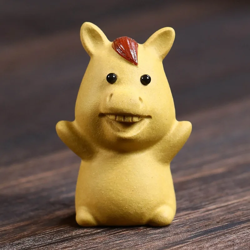

1pc Purple Clay Horse Tea Pet Creative and Cute Get Rich Now Tea Fun Home Decor Can Be Nourished