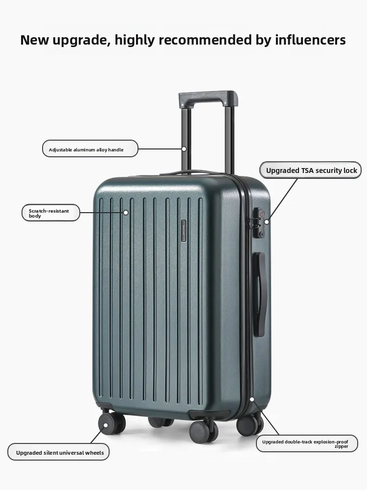 Nova Mala de Viagem 2025 com Zíper, 20 Polegadas, Grande, Impermeável e à Prova de Explosão, para Estudantes e Viagens de Negócios, Bagagem de Mão