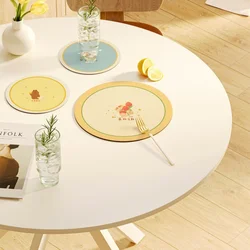 Round Cartoon Animal Coasters Cute Creative Soft Diatomite Water-absorbing Coaster Household Kitchen Table Heat Insulation Mats