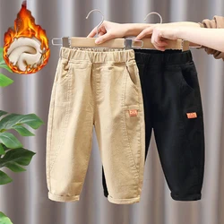 2024 New Autumn Winter Thicken Warm Boys Pants Cotton Children Trousers Fashion Letter Cargo Pants Kids Tracksuit 2 4 6 8 Years