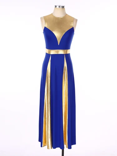 Imagen 2 del producto Vestido de baile de alabanza lírico para mujer, vestido de túnica litúrgica de adoración de coro de iglesia, traje de actuación de salón Modren sin mangas