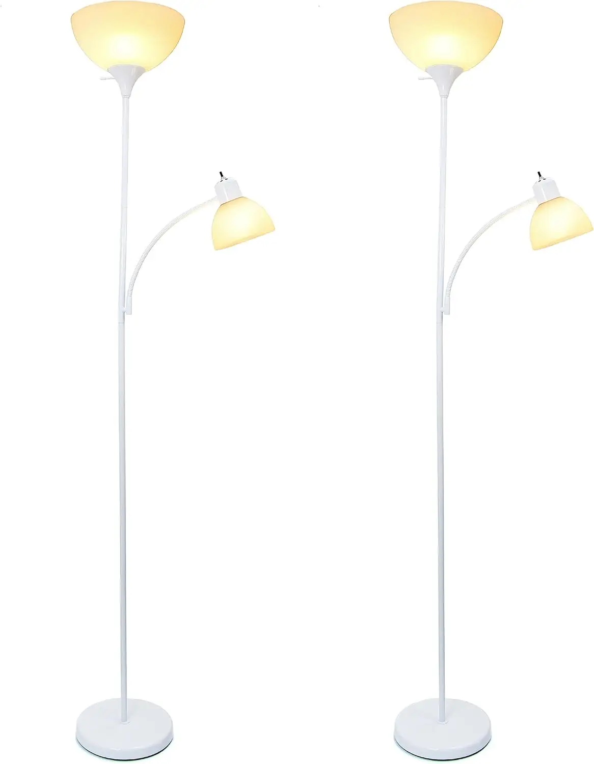 Lf2000-Wht-2Pk Lampa podłogowa z lampką do czytania, 2 szt., nowoczesna, biała