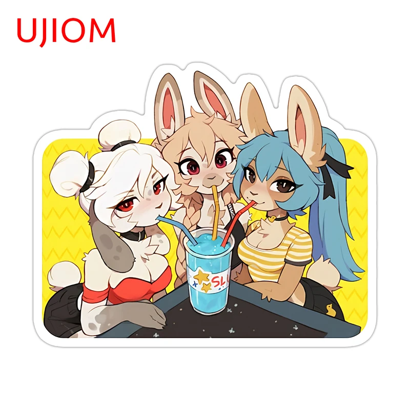UJIOM Furry Bunnys Wall Sticker Fashion Computer Case Host Decals Waterproof High-quality Computer Case Home Murals Decor