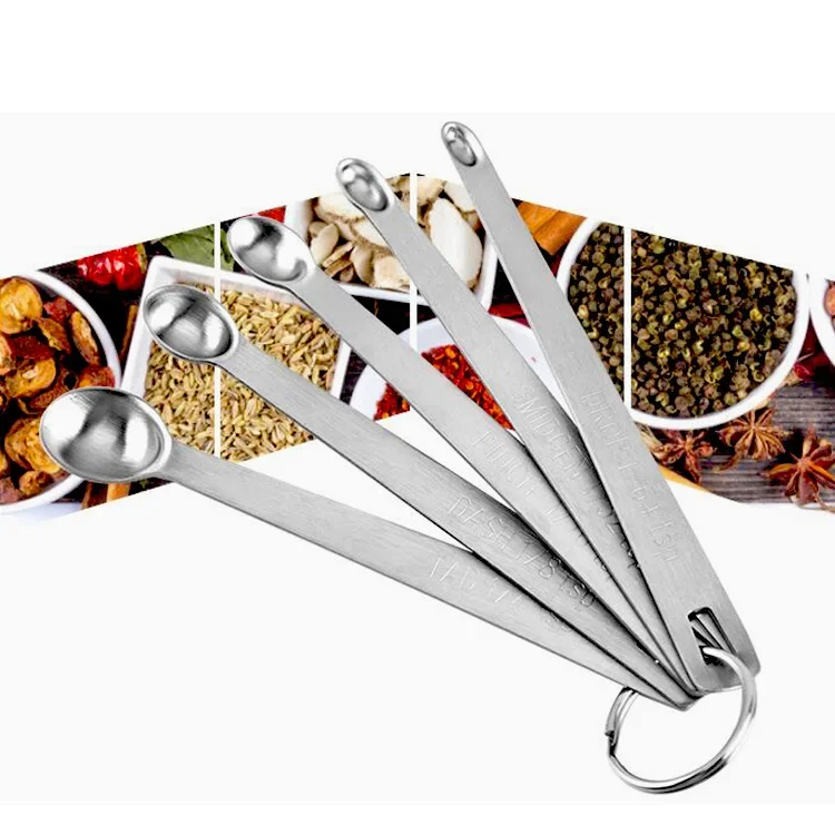 Mini Measuring Spoon Set Kitchen Seasoning Measuring Spoon Five-piece Stainless Steel Baking Kit Kitchenware