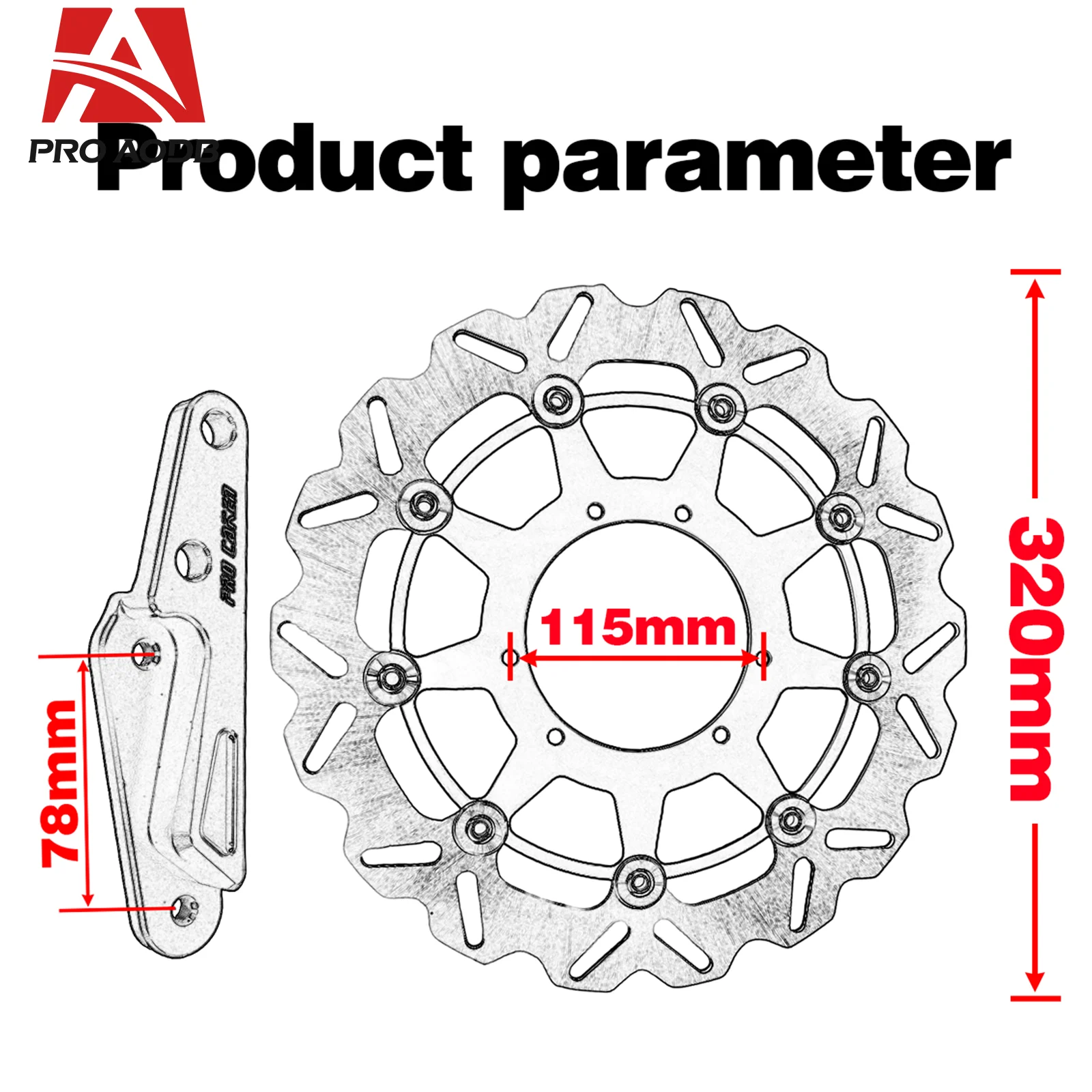 320MM Front Brake Disc Brake Caliper Adaptor Bracket For Honda CR125 CR250 CRF 250R CRF450R 250X 450X CRF250RX 450RX 2004-2023