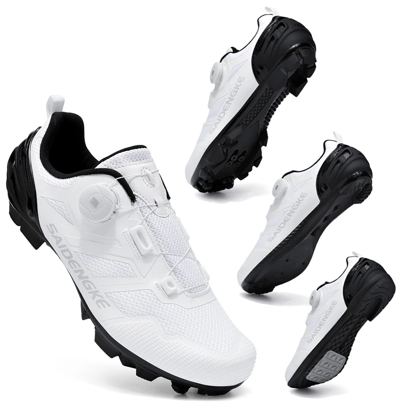 

Mountain Cycling Shoes Men White Cleat Self-Locking Racing Speed Road Bikeing Shoes Women Flat Bicycle Sneakers Zapatillas Mtb
