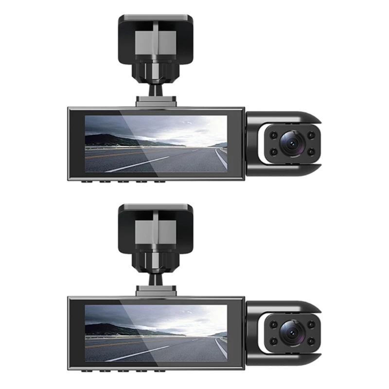 Q39F Triple Lens Vehicle Dashboard Camera 4K Video In Car Monitoring Face Recognition