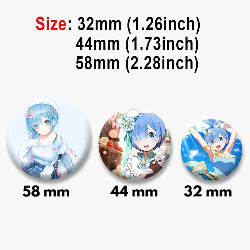 Creative Re Zero Anime Coin Brooch Personality Cartoon Girls Emilia Cosplay Badges Pins for Wallet Backpack Jewelry Accessories