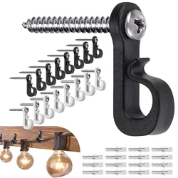 Q Hanger Hooks para String Lights, Pendurado Gabinete de planta, Gancho de teto com parafuso, Wall Mount Holder, Home and Outdoor Supplies, 20pcs