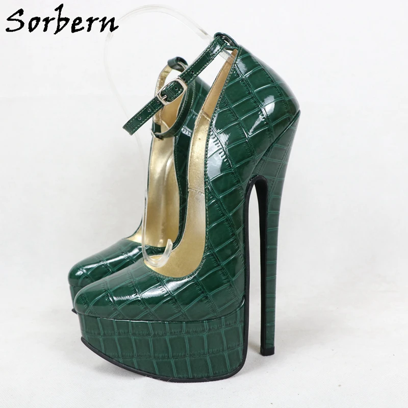 Sorbern Shiny Crocodile Women Pump Shoes 9.5 pollici 24cm scarpe con plateau tacco alto Sissy Boy Fetish altezza personalizzata fino a 40cm