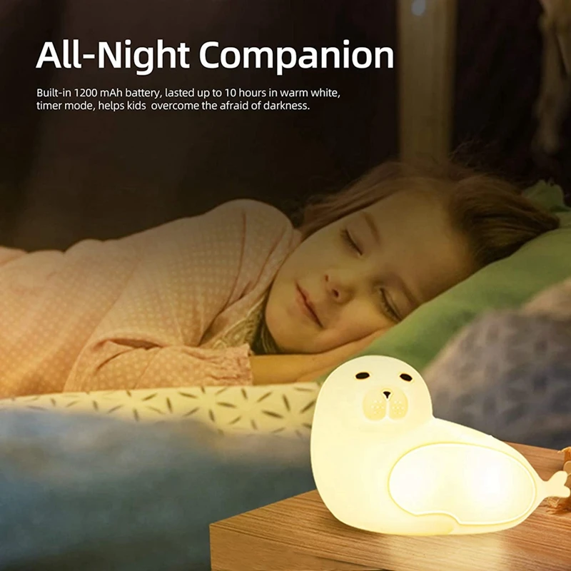 Lampe en silicone pour sept documents, lumière dégradée, veilleuse de discussion sur la mer, chambre à coucher, maison, soins des yeux pour enfants, lampe de chevet