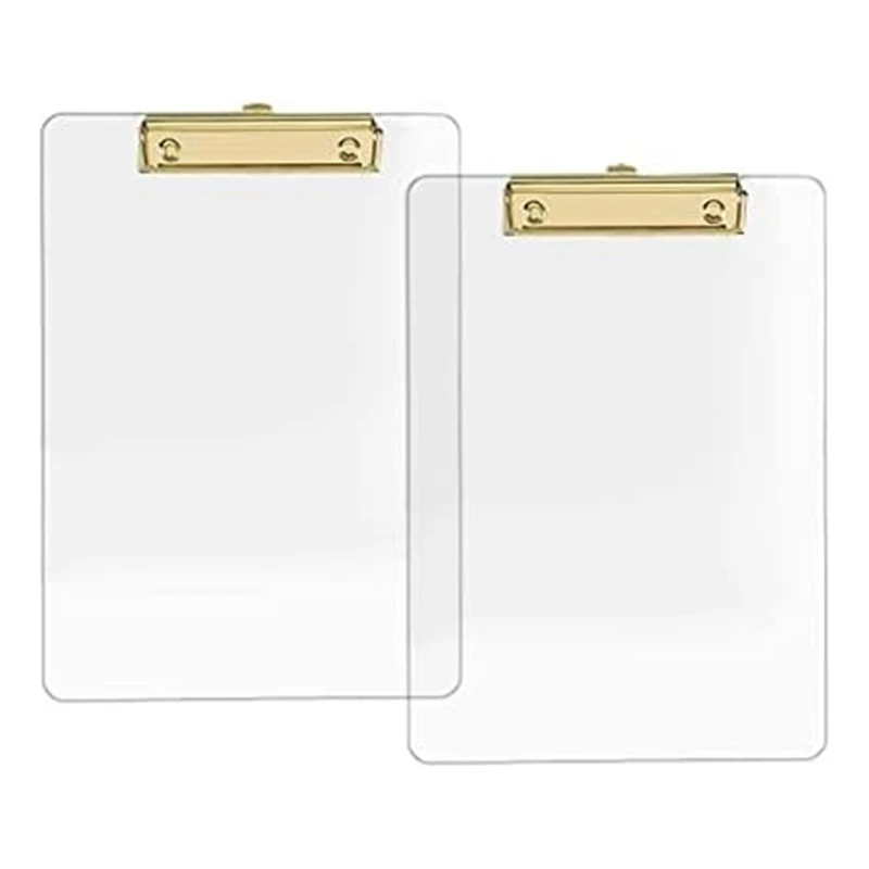 

2 Pack Acrylic Clipboard With Gold Clip, 8.8X12.2 A4 Letter Size, School And Home Supplies,Office Supplies