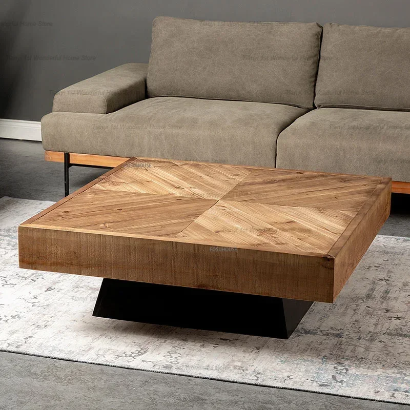 Nordic Solid Wood Coffee Table For Living Room Furniture Home Retro Design Creative Square Tea Table American Sofa Side Table